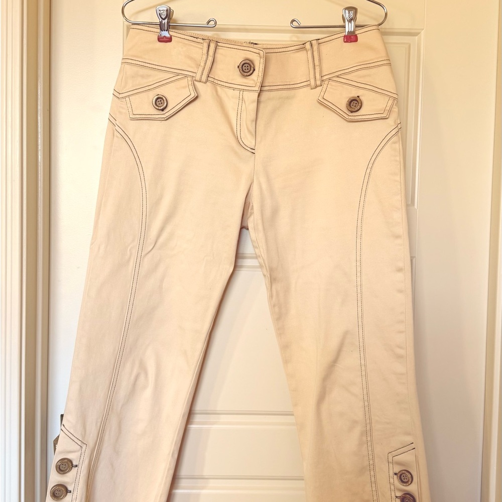 Cache Tan Capris with Button Details
